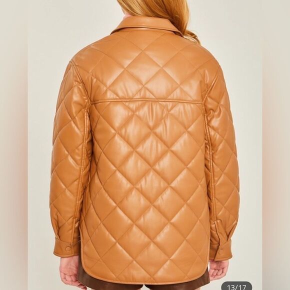 new leather effect quilted overshirt - Picture 3 of 13